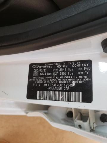 KMHCT5AE7EU149349 - 2014 HYUNDAI ACCENT WHITE photo 10