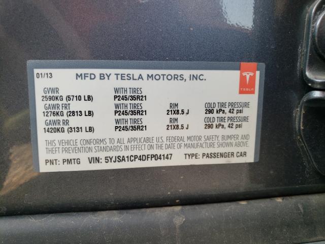 5YJSA1CP4DFP04147 - 2013 TESLA MODEL S Մոխրագույն լուսանկար 10