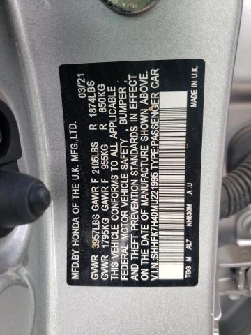 SHHFK7H40MU221995 - 2021 HONDA CIVIC SPOR 灰色 照片 10