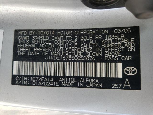 JTKDE167850052876 - 2005 SCION TC SILVER photo 10