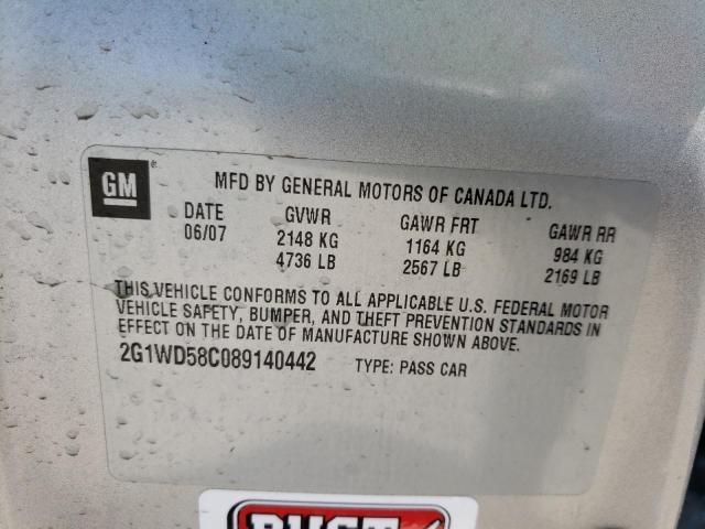 2G1WD58C089140442 - 2008 CHEVROLET IMPALA SUP Күміс фото 10