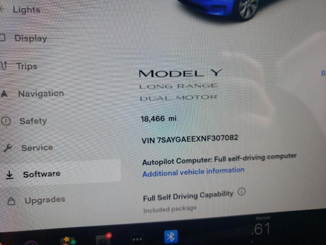 7SAYGAEEXNF307082 - 2022 TESLA MODEL Y أسود صورة 8