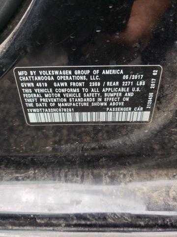 1VWDT7A32HC078281 - 2017 VOLKSWAGEN PASSAT R-L 黑色 照片 10
