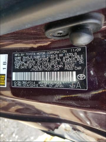 JTKDE3B77A0311269 - 2010 TOYOTA SCION TC ბურგუნდია ფოტო 10