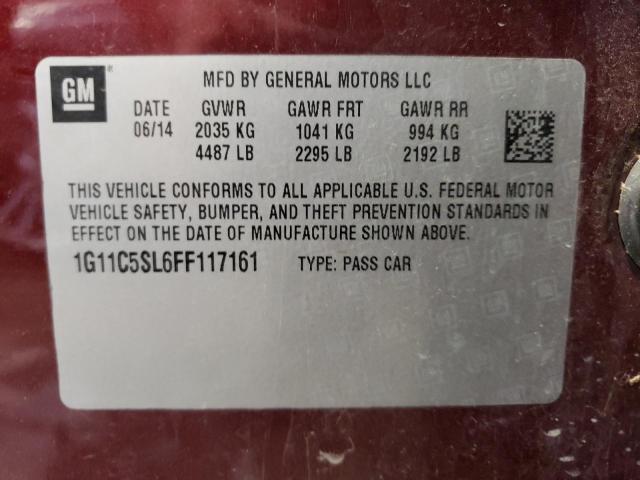 1G11C5SL6FF117161 - 2015 CHEVROLET MALIBU 1LT 栗色 照片 10