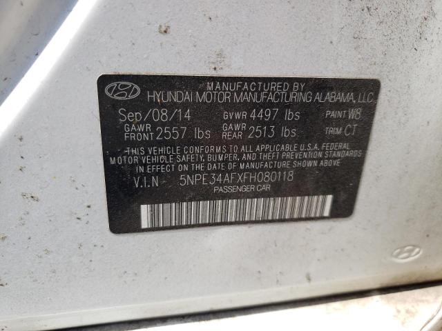 5NPE34AFXFH080118 - 2015 HYUNDAI SONATA SPO WHITE photo 10