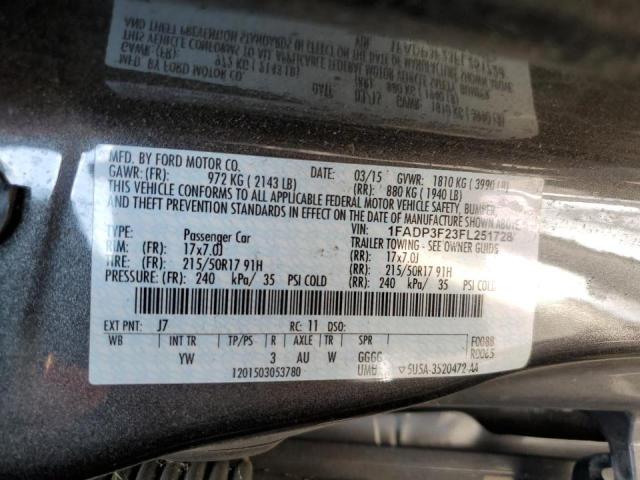 1FADP3F23FL251728 - 2015 FORD FOCUS SE GRAY photo 10