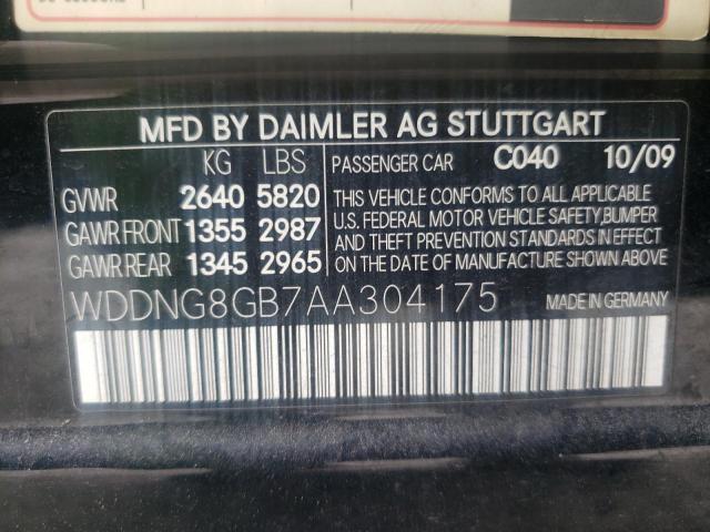 WDDNG8GB7AA304175 - 2010 MERCEDES-BENZ S 550 4MAT BLACK photo 10