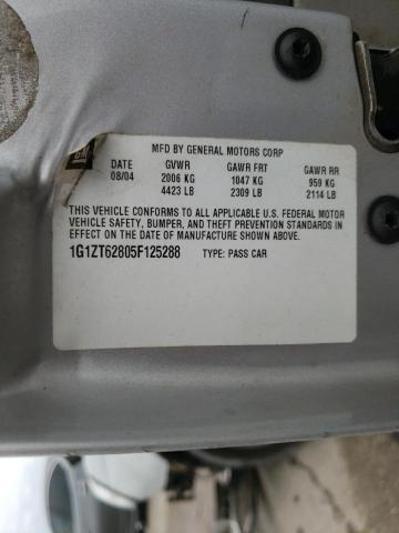 1G1ZT62805F125288 - 2005 CHEVROLET MALIBU MAX 银色 照片 10