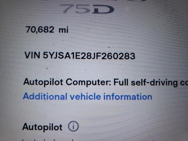 5YJSA1E28JF260283 - 2018 TESLA MODEL S Ağ foto 10