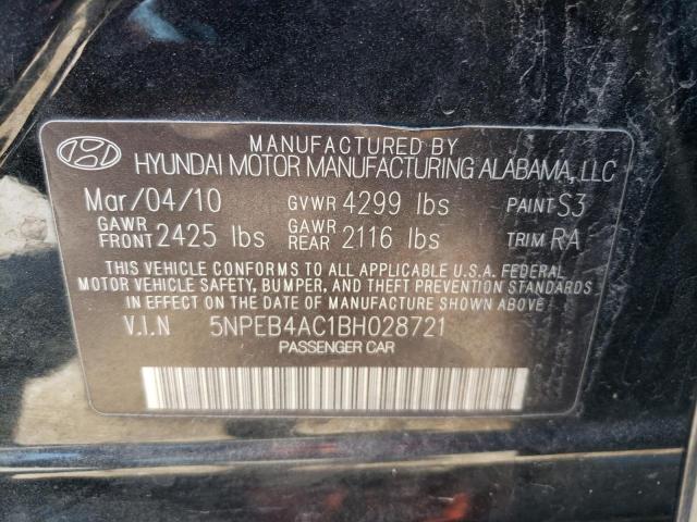 5NPEB4AC1BH028721 - 2011 HYUNDAI SONATA GLS  photo 10