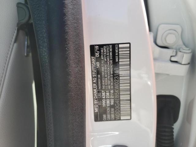 WDD3G4EB5KW023161 - 2019 MERCEDES-BENZ A 220 WHITE photo 10