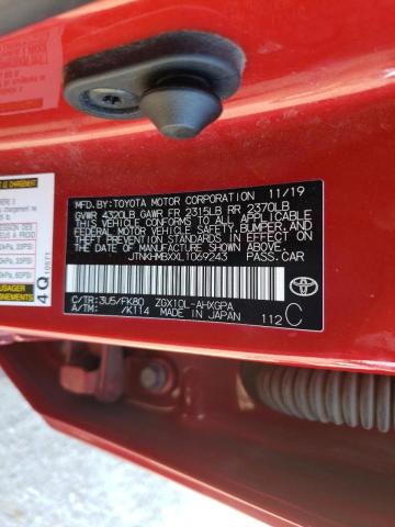 JTNKHMBXXL1069243 - 2020 TOYOTA C-HR XLE RED photo 10