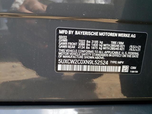 5UXCW2C0XN9L52524 - 2022 BMW X7 XDRIVE4 GRAY photo 10