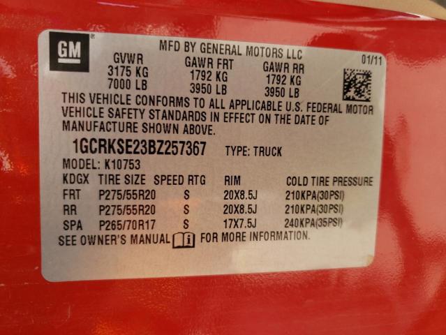 1GCRKSE23BZ257367 - 2011 CHEVROLET SILVERADO RED photo 10