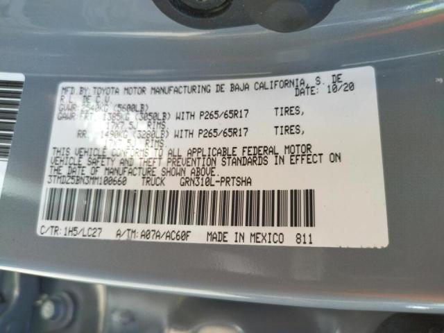 3TMDZ5BN3MM100660 - 2021 TOYOTA TACOMA DOUBLE CAB  照片 10