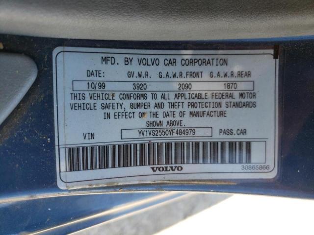 YV1VS2550YF484979 - 2000 VOLVO S40 BLUE photo 10