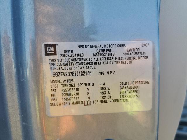 5GZEV23787J132146 - 2007 SATURN OUTLOOK XR BLUE photo 10