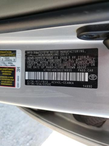 4T1BE46K08U218935 - 2008 TOYOTA CAMRY CE SILVER photo 10