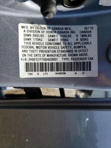 2HGFC1F75GH639901 - 2016 HONDA CIVIC EXL Boz foto 10