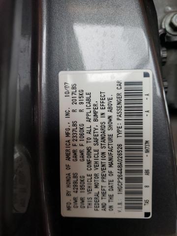 1HGCP26448A026526 - 2008 HONDA ACCORD LXP  photo 10