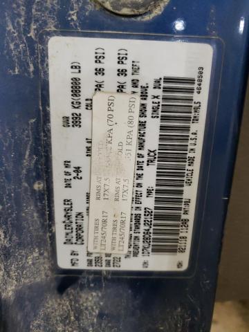 1D7KU28D64J221527 - 2004 DODGE RAM 2500 S Կապույտ լուսանկար 10
