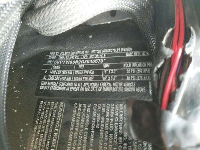 5VPTW36N2G3046570 - 2016 VICTORY MOTORCYCLES CROSS COUN ذو لونين صورة 10