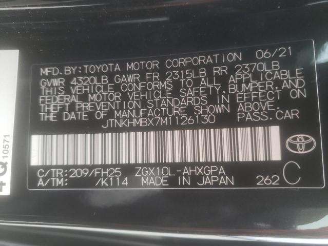 JTNKHMBX7M1126130 - 2021 TOYOTA C-HR XLE BLACK photo 10