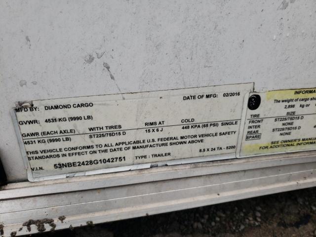 53NBE2428G1042751 - 2016 UTILITY TRAILER Ağ foto 10