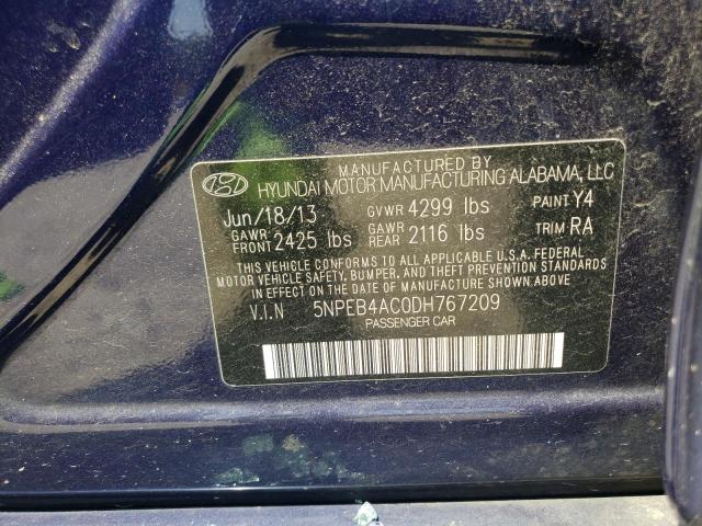 5NPEB4AC0DH767209 - 2013 HYUNDAI SONATA GLS  photo 10