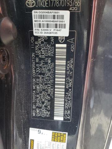 JTKDE177870193786 - 2007 TOYOTA SCION TC შავი ფოტო 10