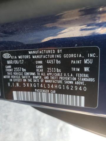 5XXGT4L34HG162940 - 2017 KIA OPTIMA BLUE photo 10