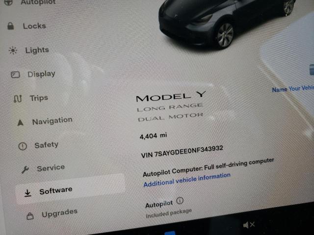 7SAYGDEE0NF343932 - 2022 TESLA MODEL Y فحمي صورة 8