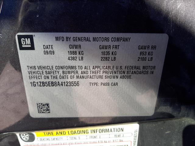 1G1ZB5EB8A4123556 - 2010 CHEVROLET MALIBU LS GRAY photo 10