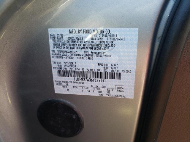 1LNFM87A36Y635151 - 2006 LINCOLN LS 银色 照片 10