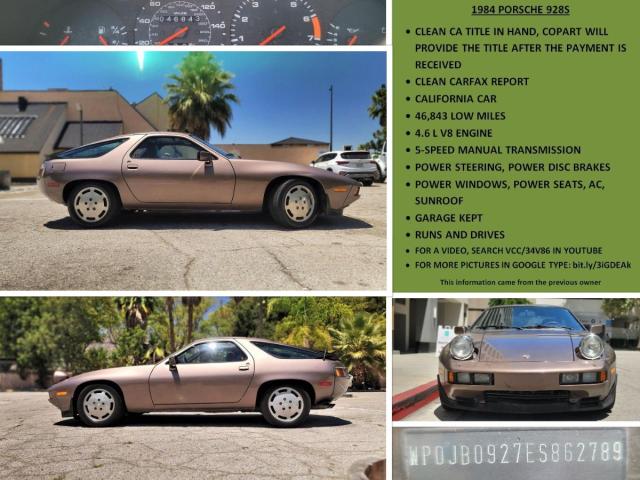 WP0JB0927ES862789 - 1984 PORSCHE 928 S BROWN photo 10