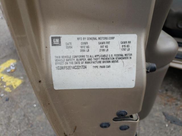 1G2NF52E14C221724 - 2004 PONTIAC GRAND AM S TAN photo 10