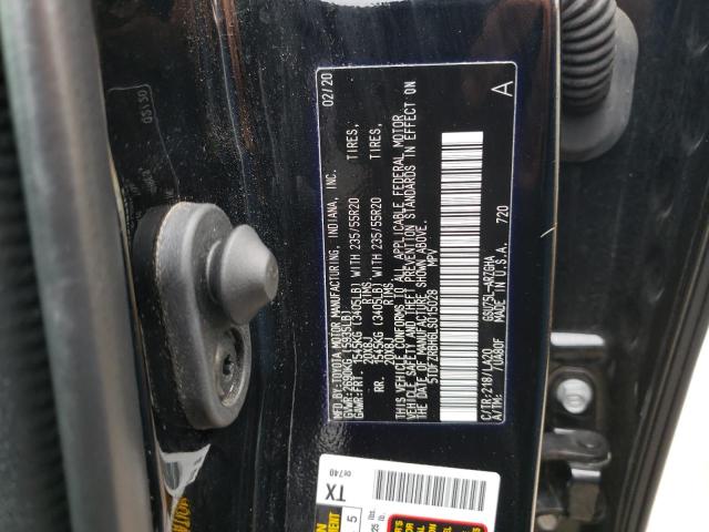 5TDFZRBH6LS015028 - 2020 TOYOTA HIGHLANDER BLACK photo 10