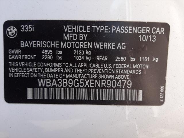 WBA3B9G5XENR90479 - 2014 BMW 335 XI WHITE photo 10