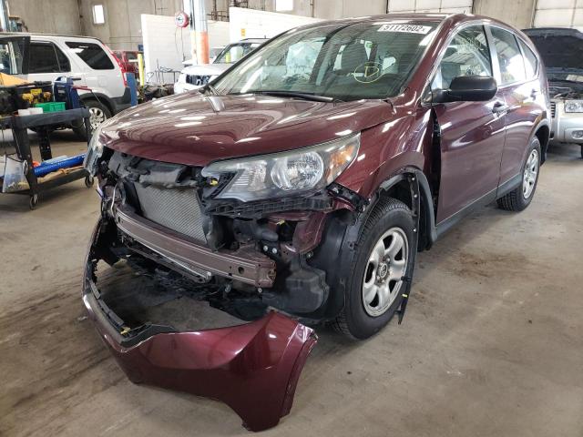 5J6RM4H37EL026807 - 2014 HONDA CR-V LX BURGUNDY photo 2