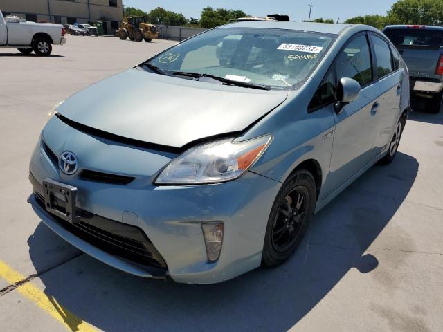 JTDKN3DU0D5594185 - 2013 TOYOTA PRIUS HYBR BLUE photo 2