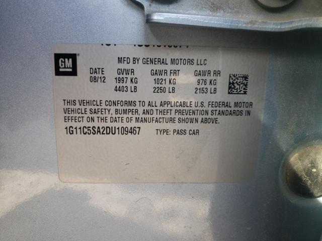 1G11C5SA2DU109467 - 2013 CHEVROLET MALIBU 1LT 蓝色 照片 10