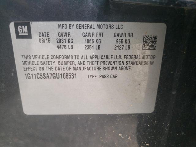 1G11C5SA7GU****** - 2016 CHEVROLET MALIBU LIM 石墨色 照片 10