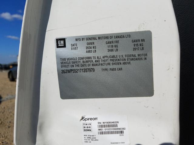 2G2WP552171207979 - 2007 PONTIAC GRAND PRIX  фото 10