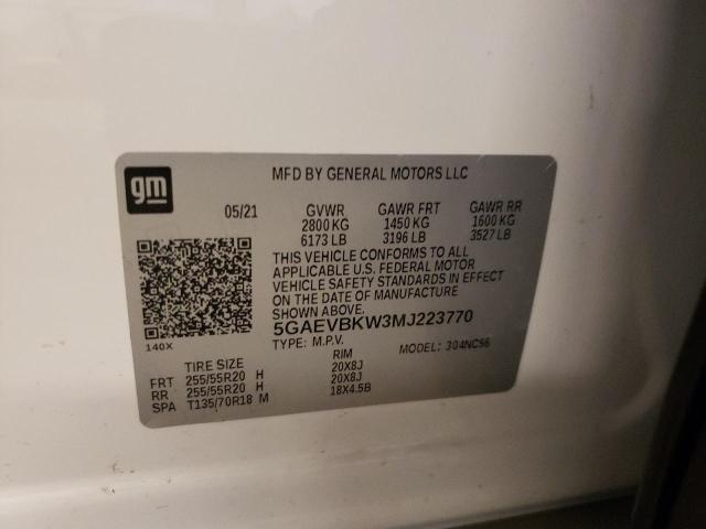 5GAEVBKW3MJ223770 - 2021 BUICK ENCLAVE PR WHITE photo 10