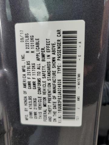 19UUB3F62JA004606 - 2018 ACURA TLX TECH+A Մոխրագույն լուսանկար 10