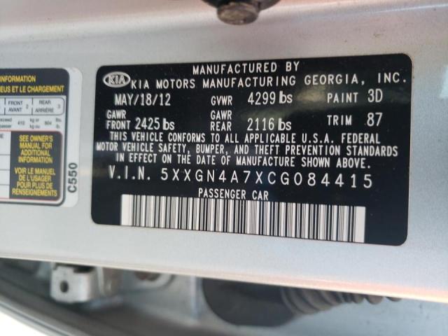 5XXGN4A7XCG084415 - 2012 KIA OPTIMA EX SILVER photo 10