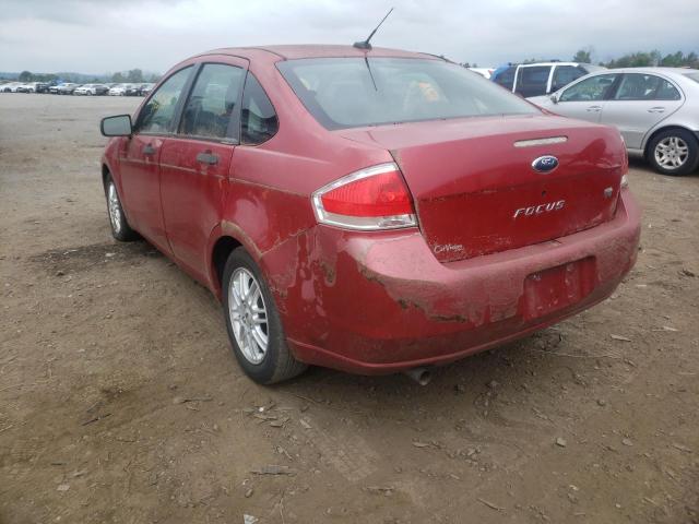 1FAHP35N29W110438 - 2009 FORD FOCUS SE RED photo 3