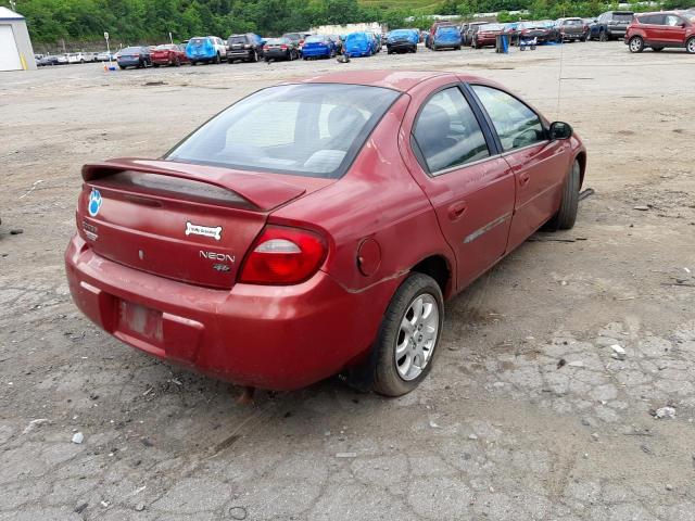 1B3ES56C85D186712 - 2005 DODGE NEON SXT RED photo 4