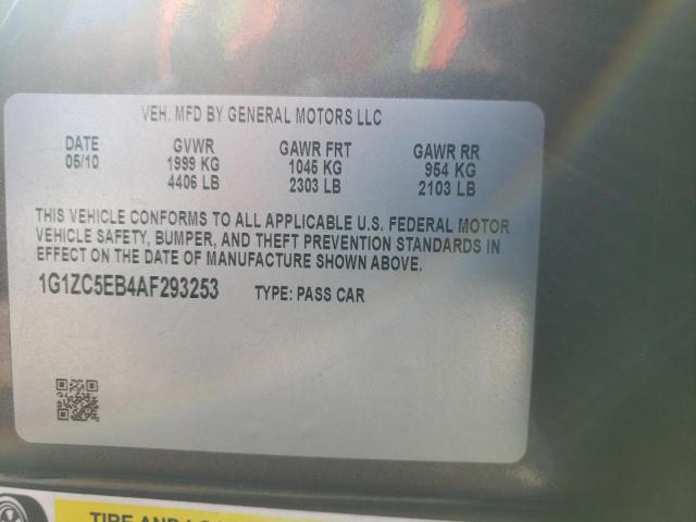 1G1ZC5EB4AF293253 - 2010 CHEVROLET MALIBU 1LT 棕色 照片 10